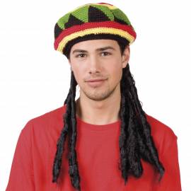 Perruque dreadlocks avec chapeau rasta Jamaïque