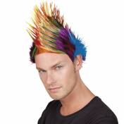 Perruque punk iroquoise, multicolore