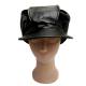 Grosse casquette noire de biker en cuir