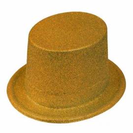 Chapeau haut de forme à paillettes dorées