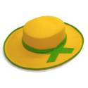 Chapeau jaune avec un ruban et bord vert