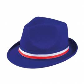 Trilby (Borsalino) bleu avec bande tricolore