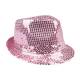 Chapeau Popstar sequins de couleur rose