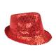 Chapeau Popstar sequins de couleur rouge