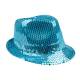 Chapeau Popstar sequins de couleur bleu ciel