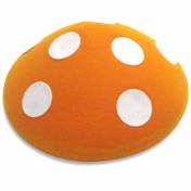 Chapeau champignon orange à pois blanc