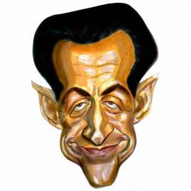 Masque en carton de la caricature de Nicolas Sarkozy