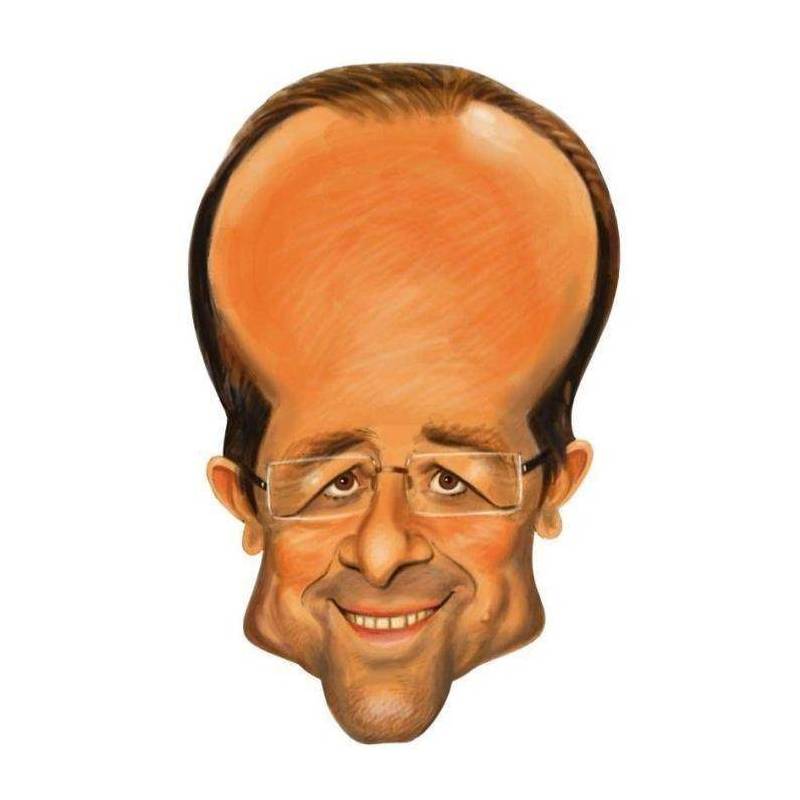 Masque en carton de la caricature de François Hollande