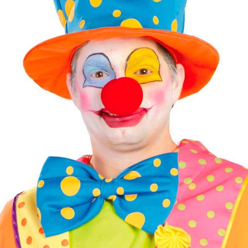 Gros noeud papillon bleu à pois jaunes de clown