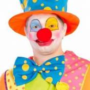 Gros noeud papillon bleu à pois jaunes de clown