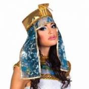 Couronne de reine égyptienne bleu turquoise et or