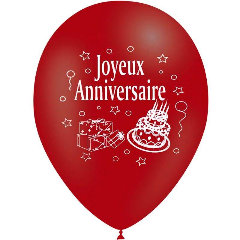 10 ballons de couleur ronds Joyeux anniversaire