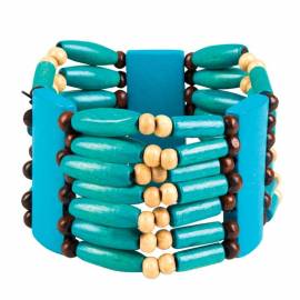 Large bracelet indien en perles turquoises, noires et blanches