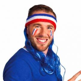 Bandeau tricolore avec cheveux bleus