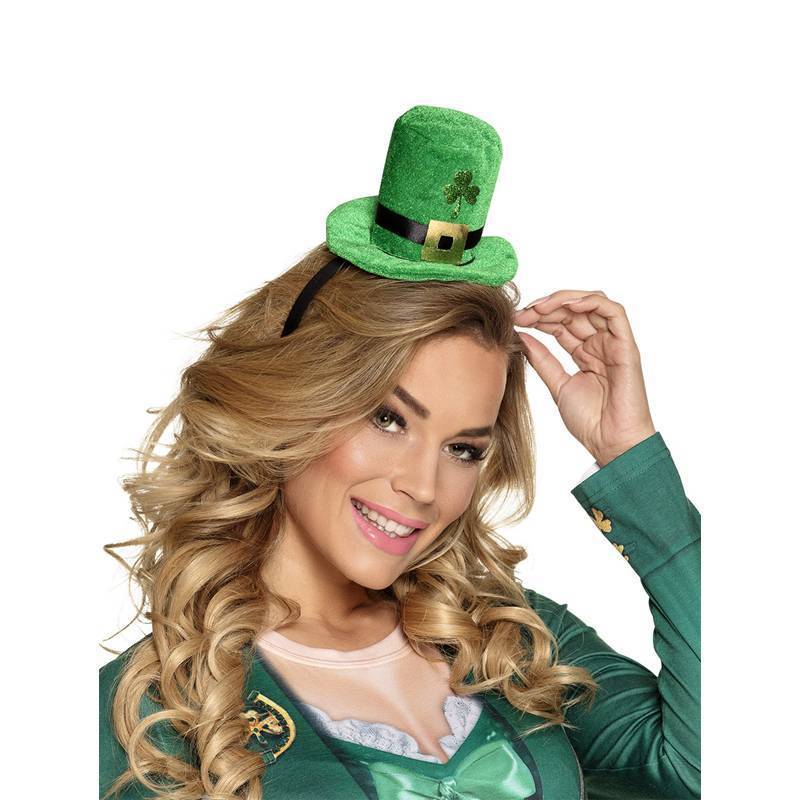 Chapeau Plastique melon Paillettes vert Saint Patrick