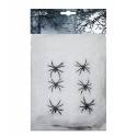 Toile d'araignée blanche avec 6 petites araignées noires