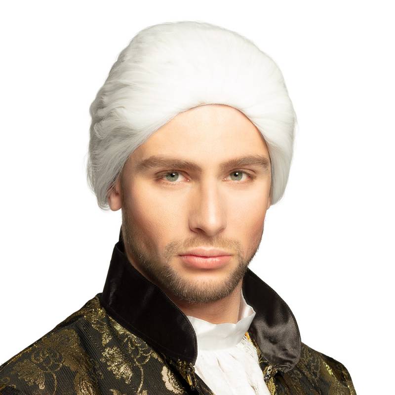 Perruque Rococo cheveux de couleur blanche pour homme