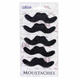 moustaches - set de 5 moustaches noires