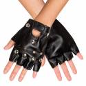 Gants aspect cuir noir avec clous