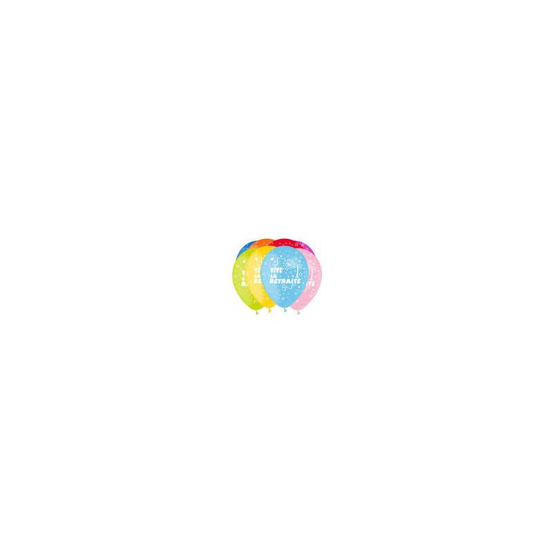 10 ballons "Vive la Retraite" de couleur