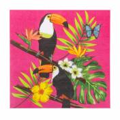 Serviettes de table en papier motif exotique "TOUCAN"