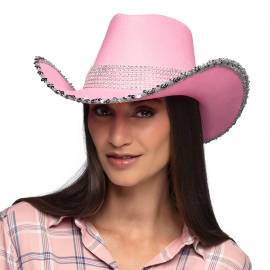 chapeau cowboy rose et argent