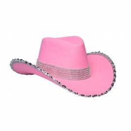 chapeau cowboy rose et argent