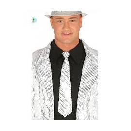 cravate sequins argent