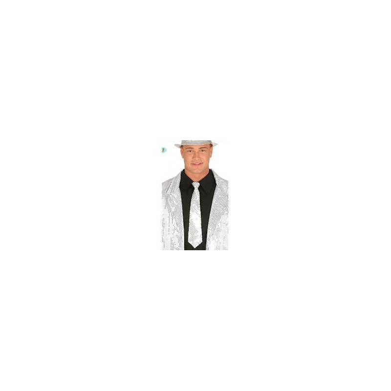 cravate sequins argent
