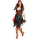 Déguisement adulte de femme pirate blanc, noir et rouge