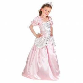 Déguisement enfant de princesse avec robe rose et argent