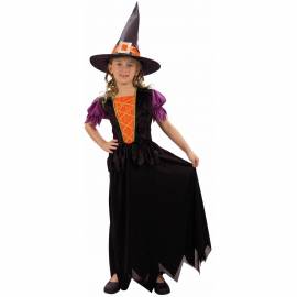 Deguisement enfant de sorcière noire, orange et violet